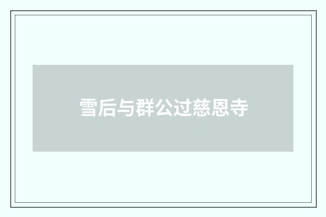 雪后与群公过慈恩寺