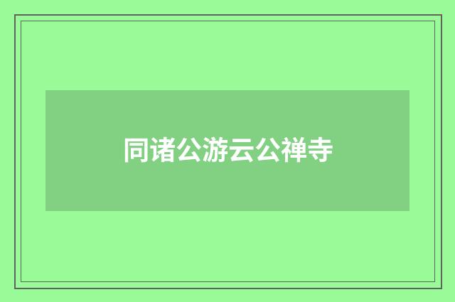 同诸公游云公禅寺