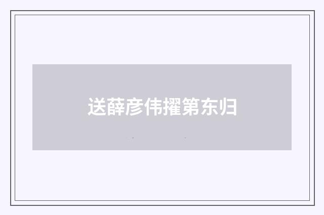 送薛彦伟擢第东归