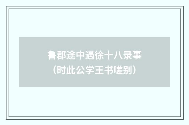 鲁郡途中遇徐十八录事（时此公学王书嗟别）