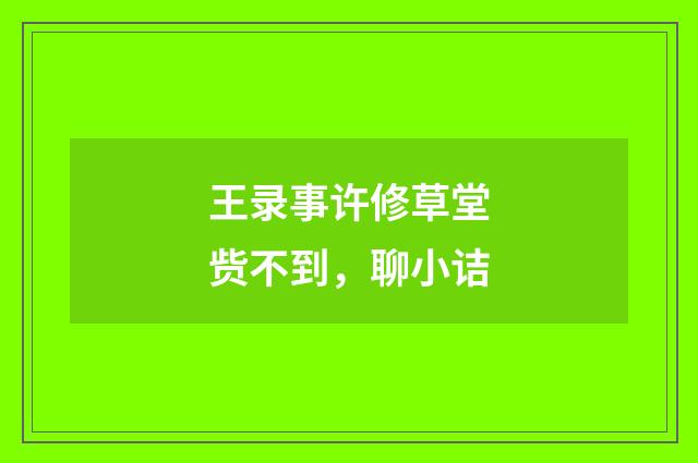 王录事许修草堂赀不到，聊小诘