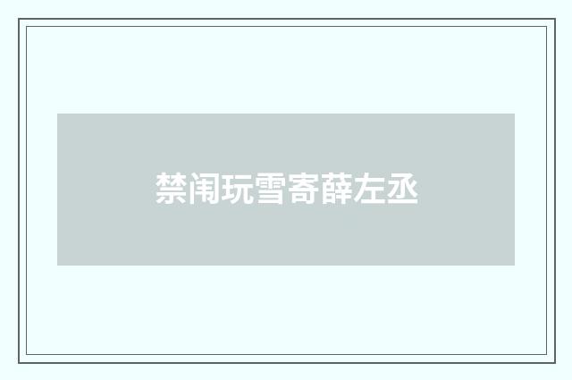 禁闱玩雪寄薛左丞