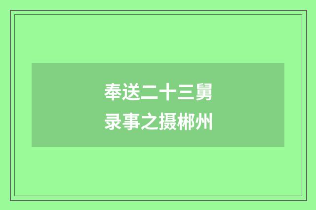 奉送二十三舅录事之摄郴州