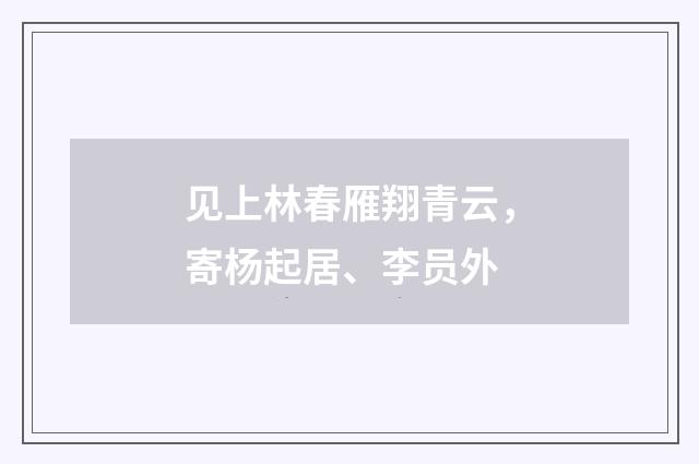 见上林春雁翔青云，寄杨起居、李员外
