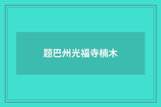 题巴州光福寺楠木