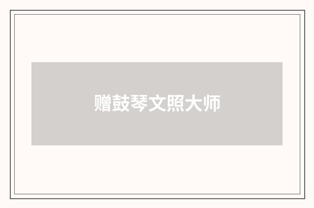 赠鼓琴文照大师