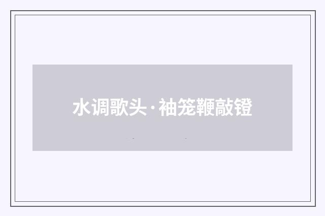 水调歌头·袖笼鞭敲镫