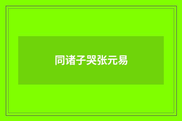 同诸子哭张元易