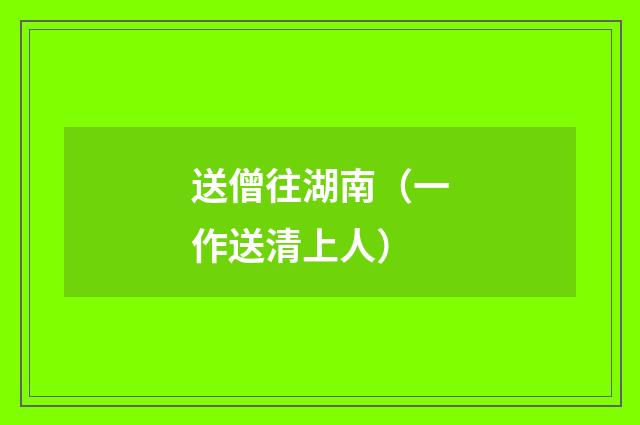 送僧往湖南(一作送清上人)