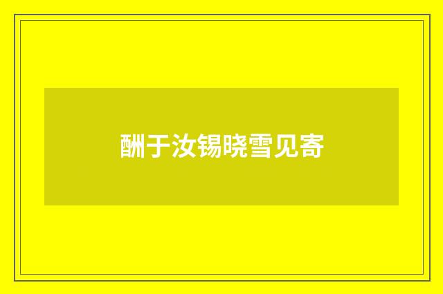 酬于汝锡晓雪见寄