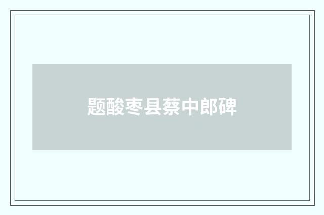题酸枣县蔡中郎碑