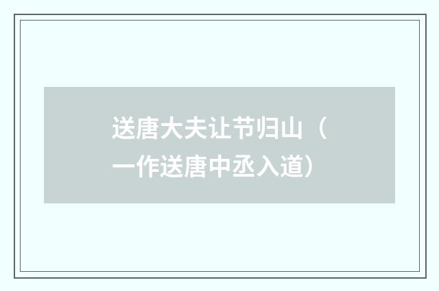 送唐大夫让节归山（一作送唐中丞入道）