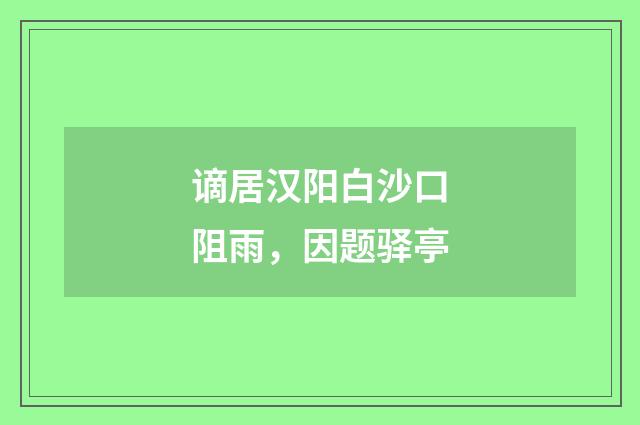 谪居汉阳白沙口阻雨，因题驿亭