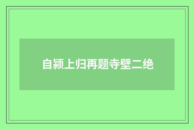 自颍上归再题寺壁二绝