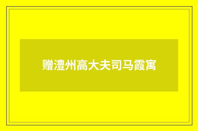 赠澧州高大夫司马霞寓