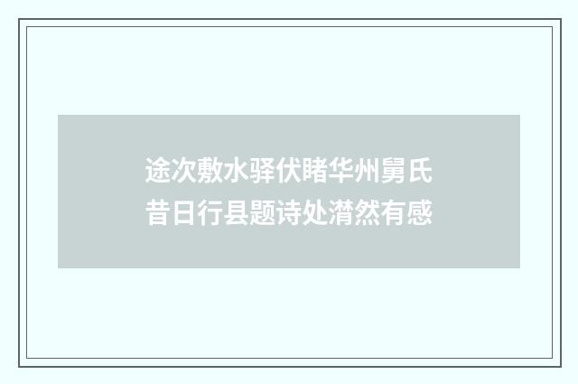 途次敷水驿伏睹华州舅氏昔日行县题诗处潸然有感