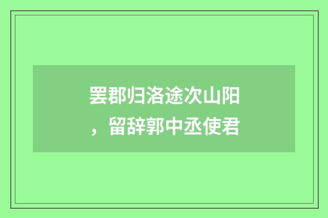 罢郡归洛途次山阳，留辞郭中丞使君