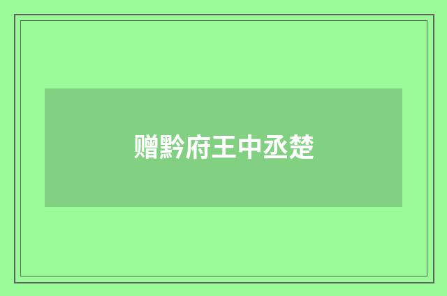 赠黔府王中丞楚