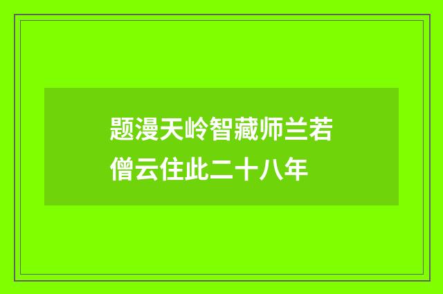 题漫天岭智藏师兰若僧云住此二十八年