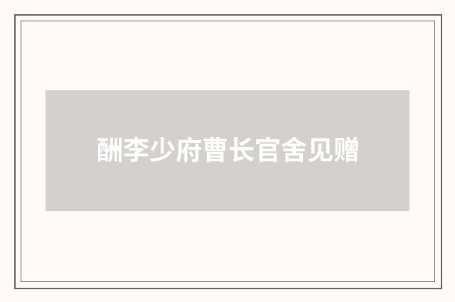 酬李少府曹长官舍见赠