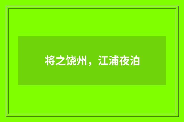 将之饶州,江浦夜泊