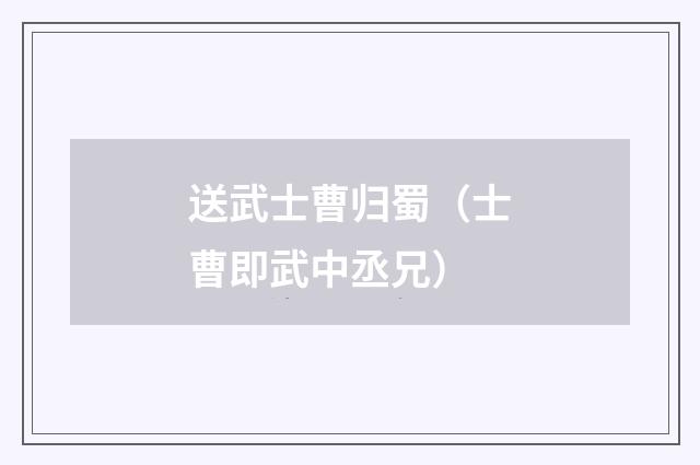 送武士曹归蜀(士曹即武中丞兄)