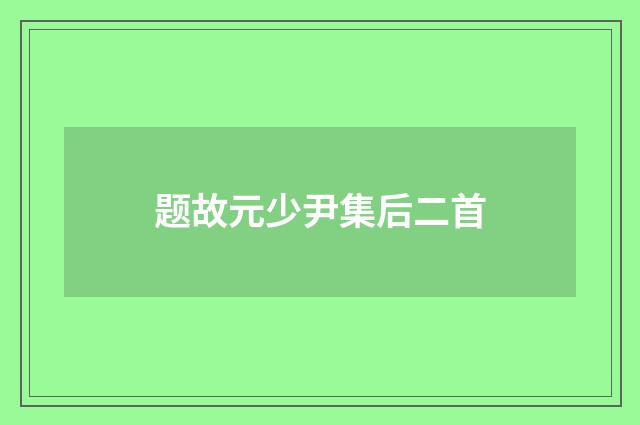 题故元少尹集后二首