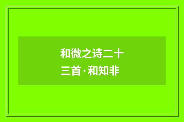 和微之诗二十三首·和知非