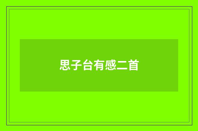 思子台有感二首