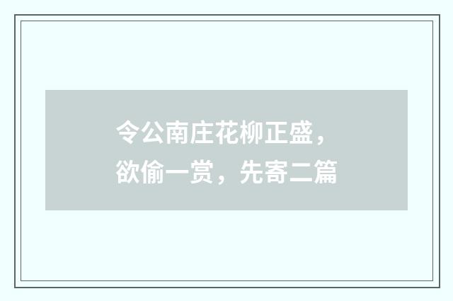 令公南庄花柳正盛，欲偷一赏，先寄二篇
