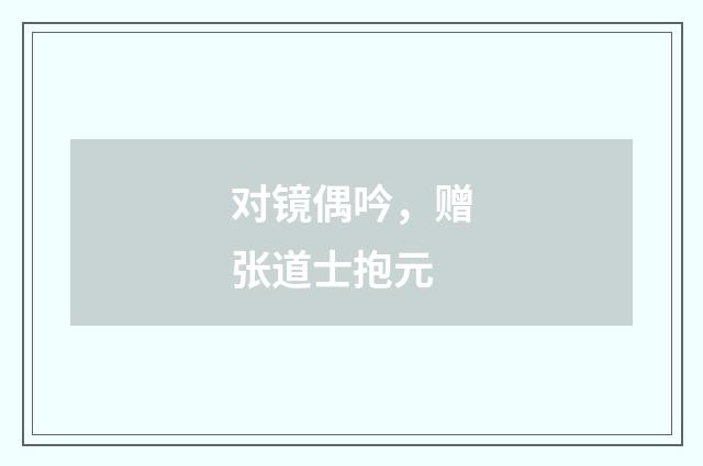 对镜偶吟,赠张道士抱元