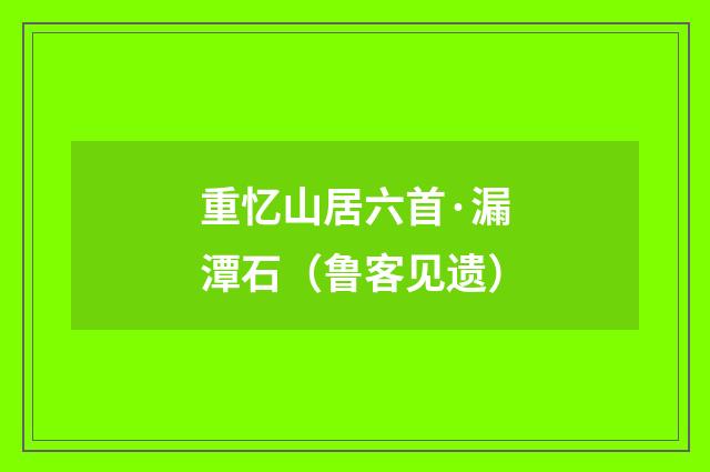 重忆山居六首·漏潭石(鲁客见遗)
