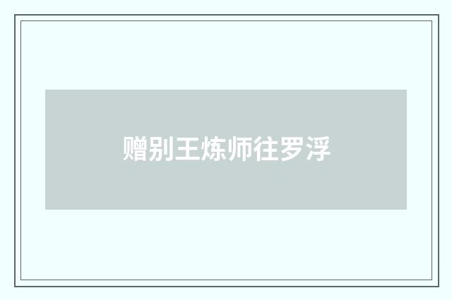 赠别王炼师往罗浮