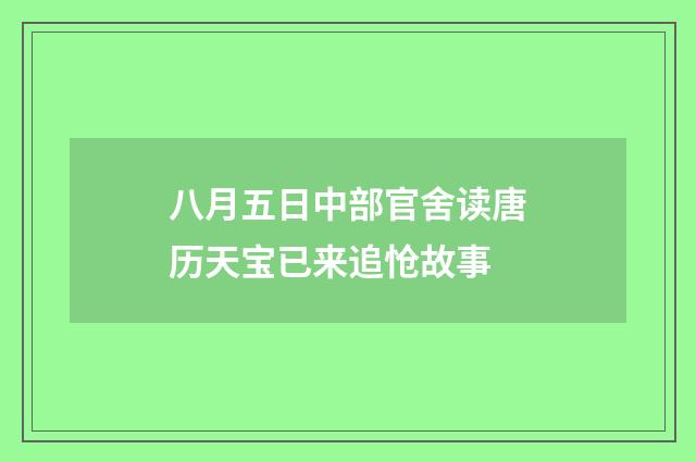 八月五日中部官舍读唐历天宝已来追怆故事