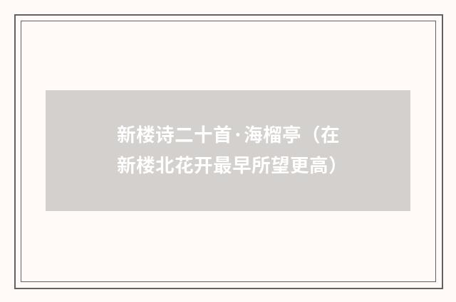 新楼诗二十首·海榴亭（在新楼北花开最早所望更高）