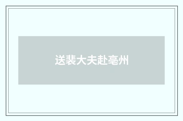 送裴大夫赴亳州