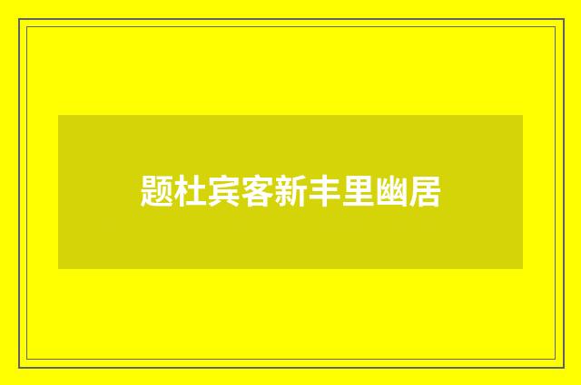题杜宾客新丰里幽居