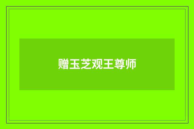 赠玉芝观王尊师