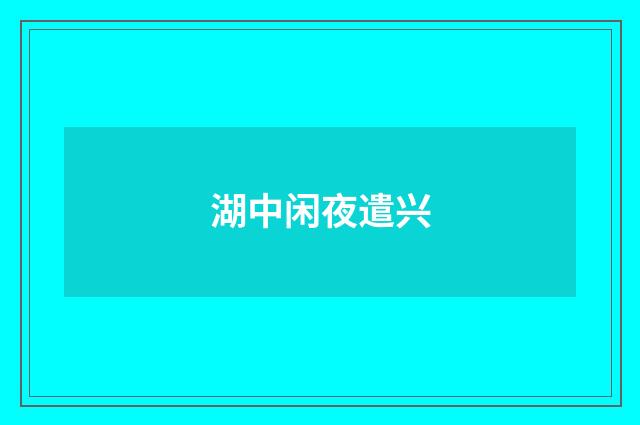 湖中闲夜遣兴