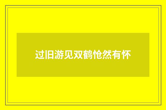 过旧游见双鹤怆然有怀