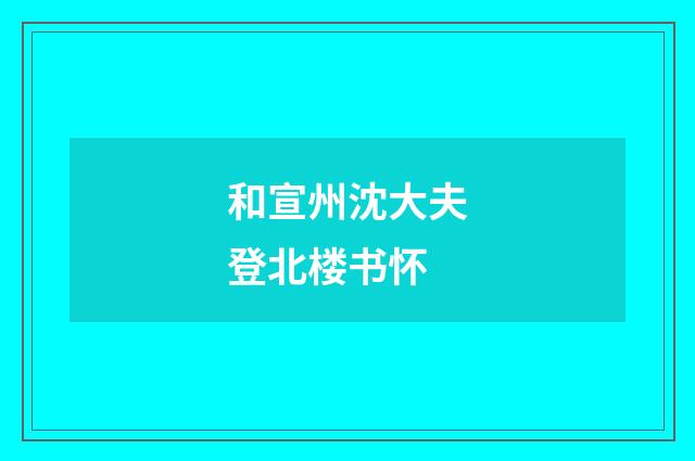 和宣州沈大夫登北楼书怀