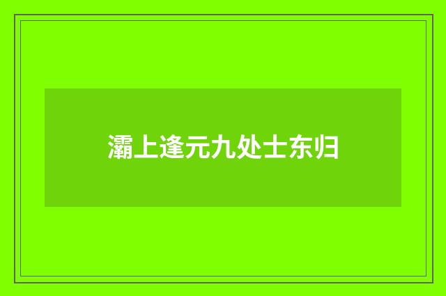 灞上逢元九处士东归