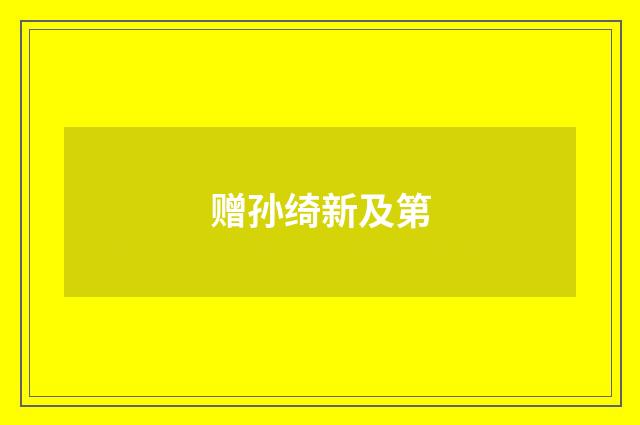 赠孙绮新及第
