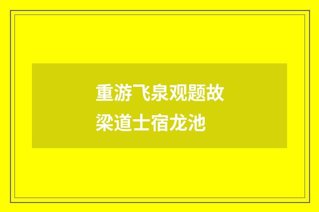 重游飞泉观题故梁道士宿龙池