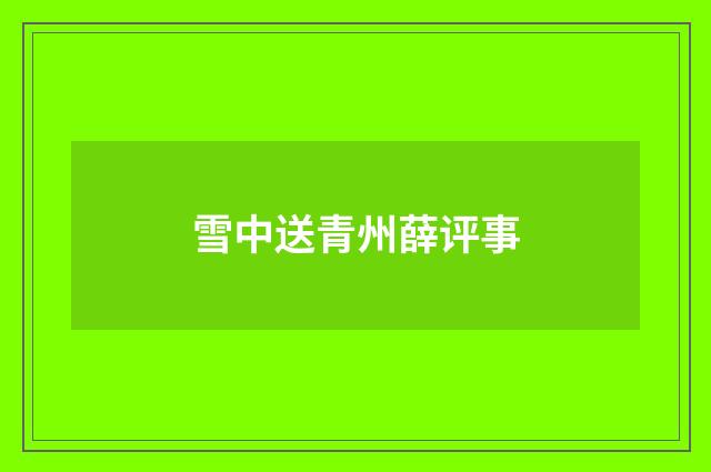 雪中送青州薛评事