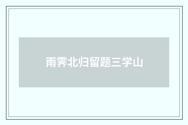 雨霁北归留题三学山