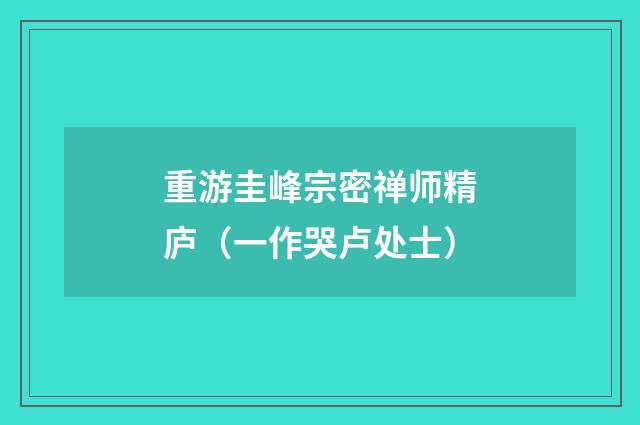 重游圭峰宗密禅师精庐（一作哭卢处士）