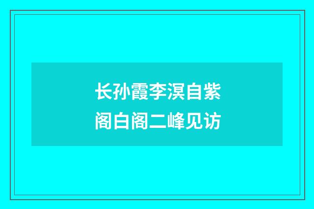 长孙霞李溟自紫阁白阁二峰见访