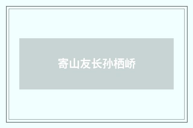 寄山友长孙栖峤