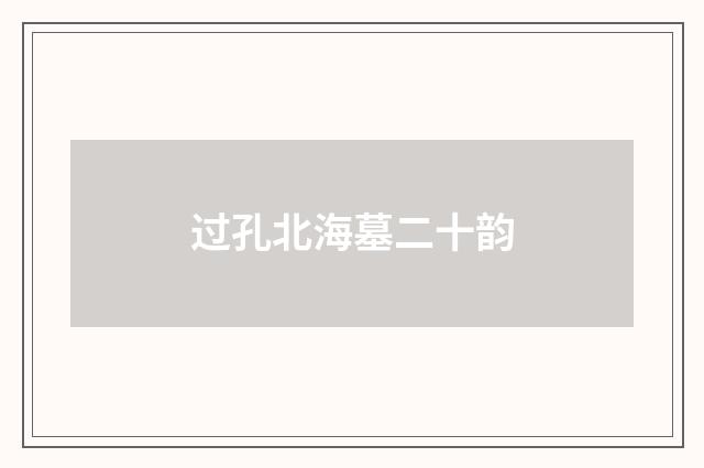 过孔北海墓二十韵